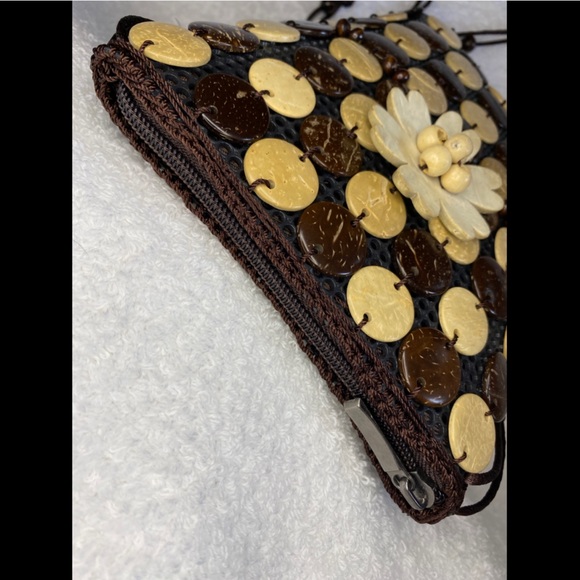 Natural Coconut Shell Handmade Crossbody Purse Hawaiian Sling Bag NWT - Picture 6 of 14